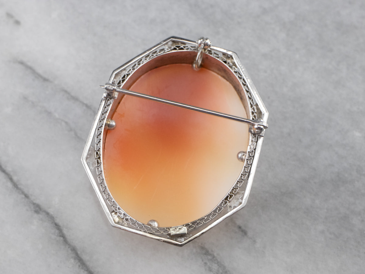 Art Deco Filigree Cameo Brooch or Pendant