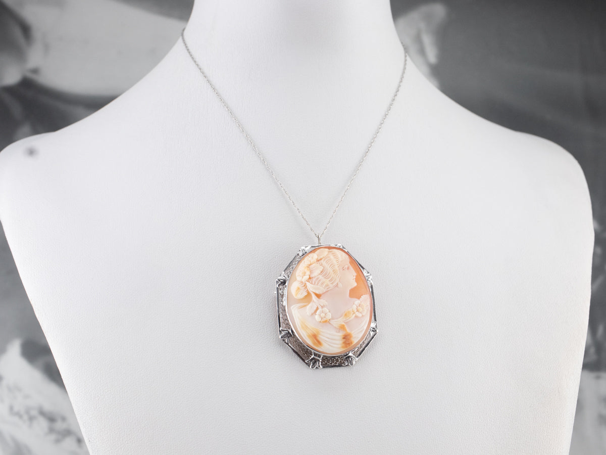 Art Deco Filigree Cameo Brooch or Pendant