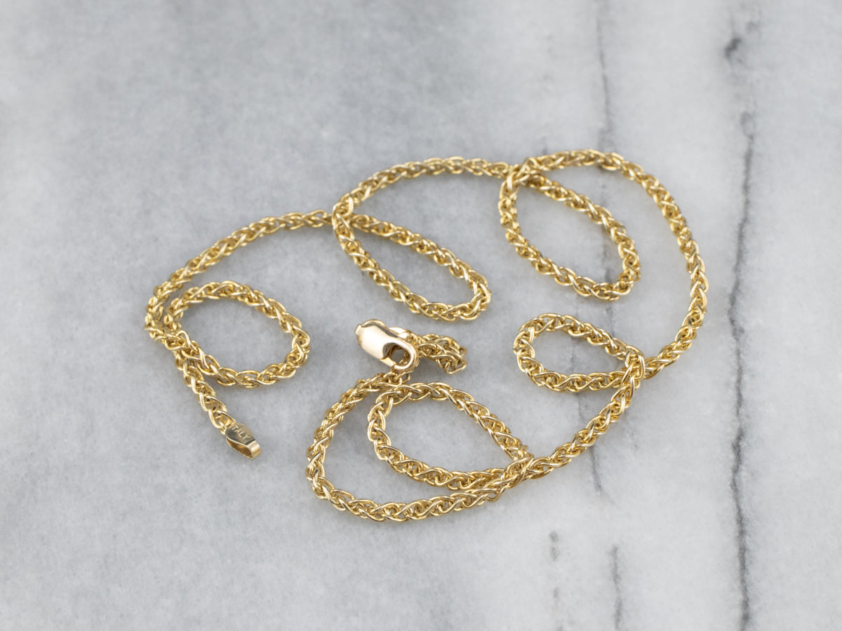 Woven Yellow Gold Wheat Chain