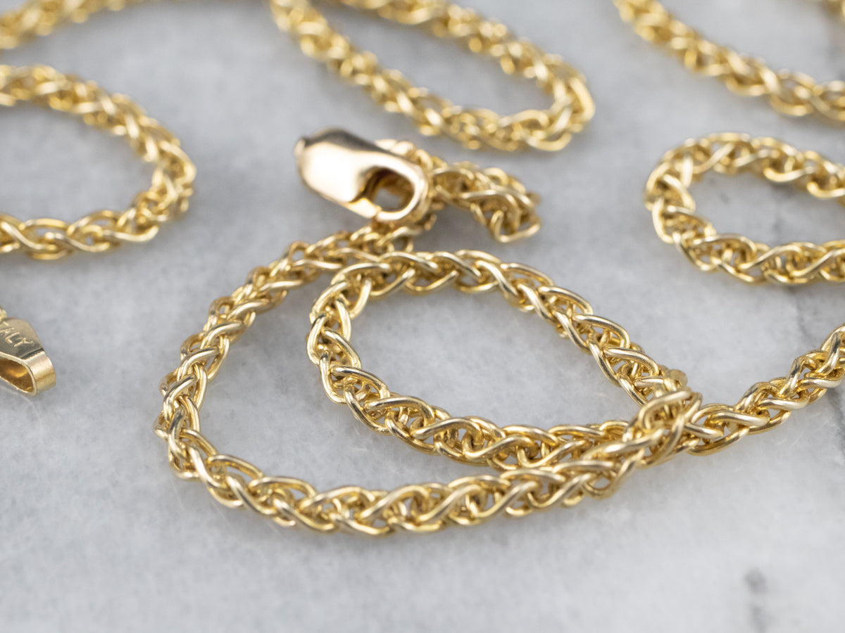 Woven Yellow Gold Wheat Chain