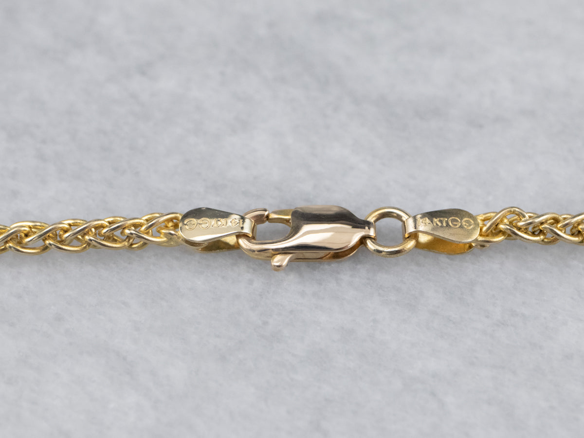 Woven Yellow Gold Wheat Chain