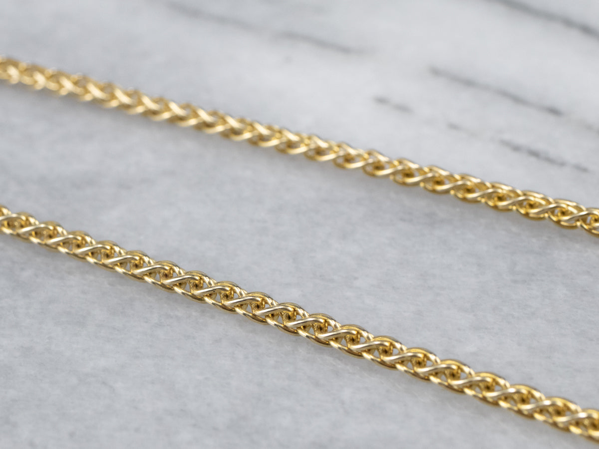 Woven Yellow Gold Wheat Chain