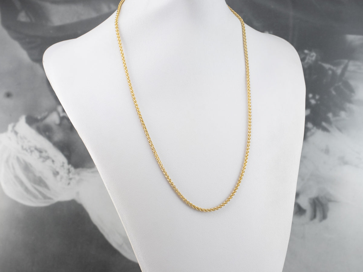 Woven Yellow Gold Wheat Chain
