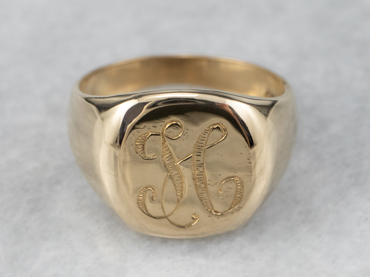 18ct Rose Or Yellow Gold Plated Monogram Signet Ring By Hurleyburley |  notonthehighstreet.com