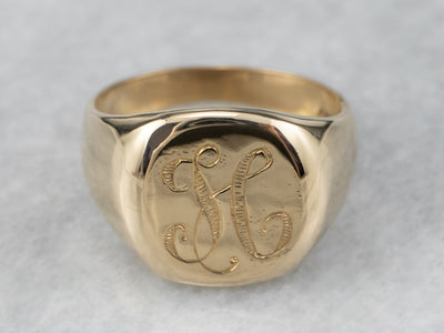 Old English "H" Monogrammed Signet Ring