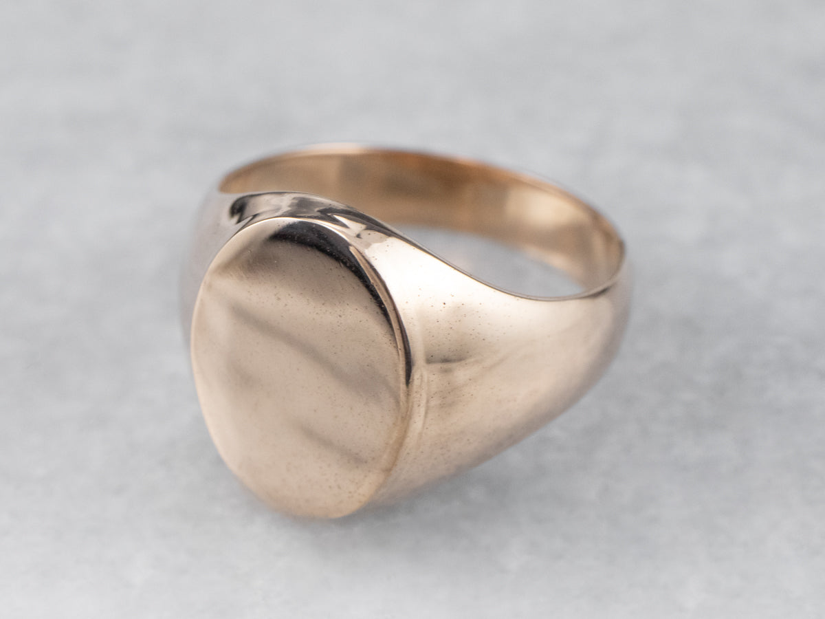 Unisex Plain Gold Signet Ring