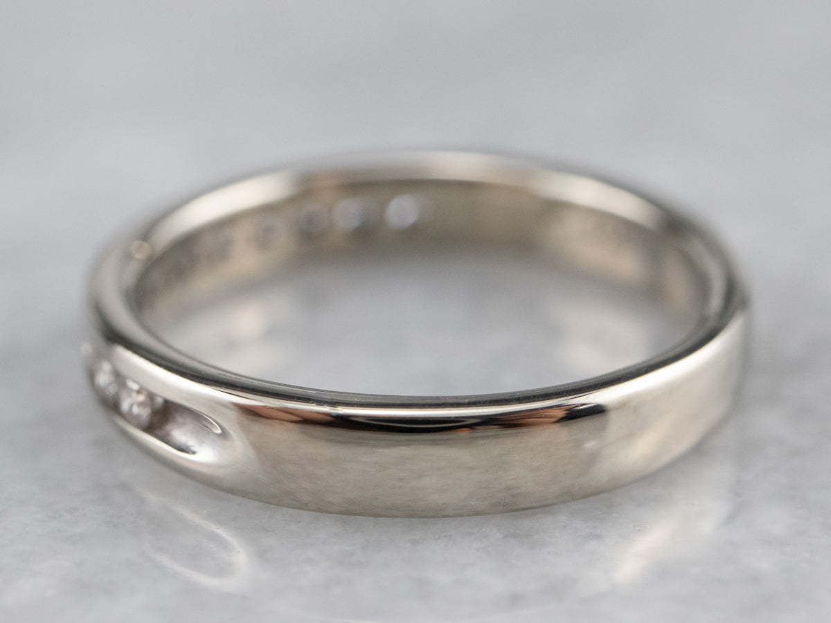 Channel Set Diamond White Gold Wedding Band