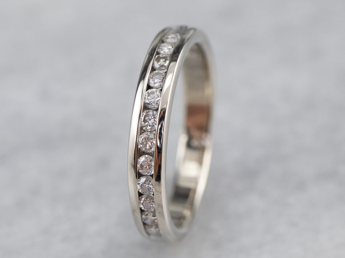 Channel Set Diamond White Gold Wedding Band
