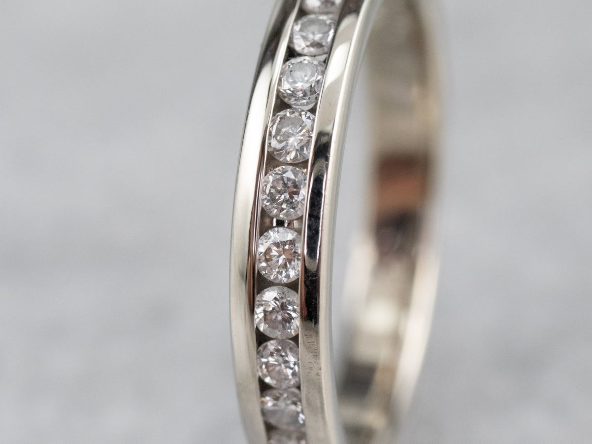 Channel Set Diamond White Gold Wedding Band