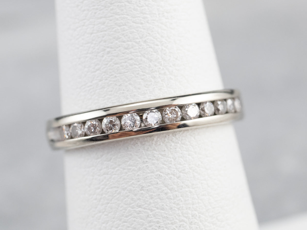 Channel Set Diamond White Gold Wedding Band