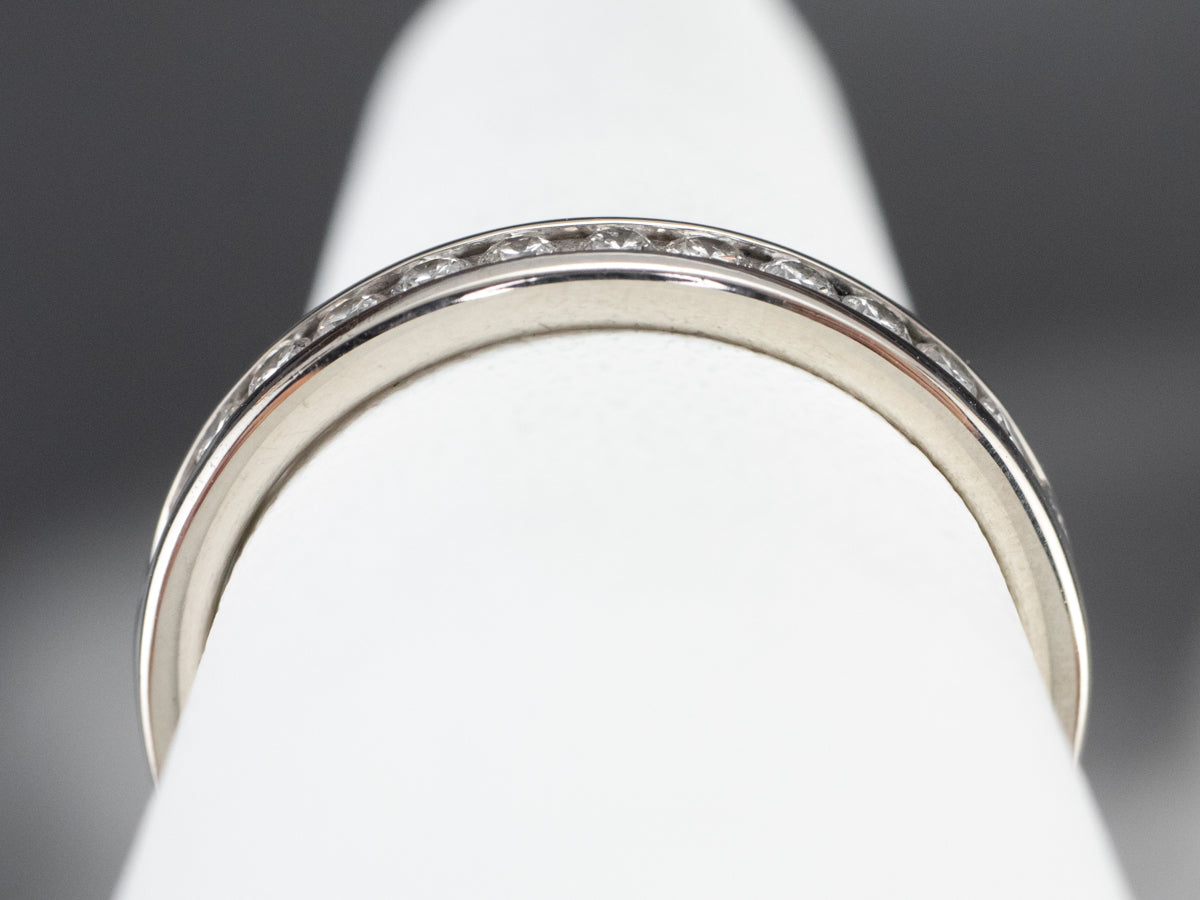Channel Set Diamond White Gold Wedding Band