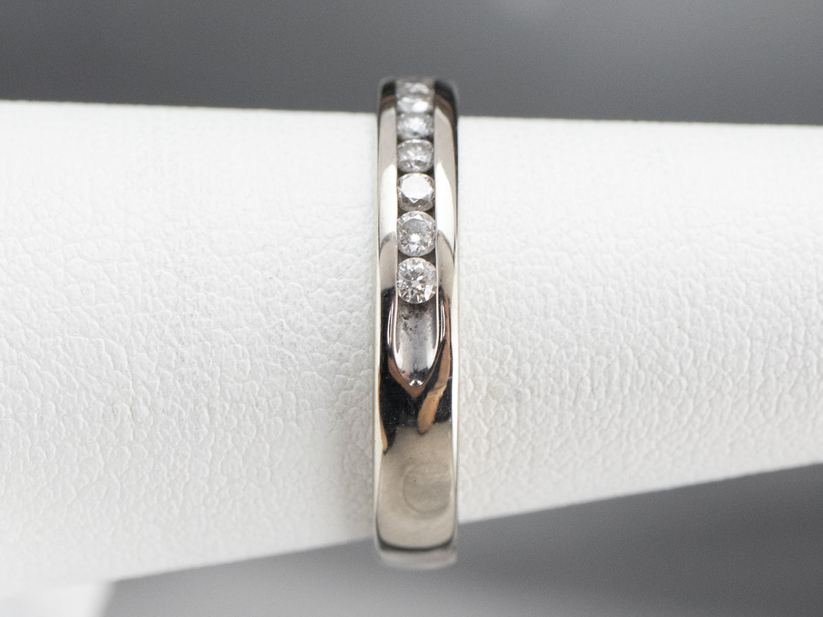 Channel Set Diamond White Gold Wedding Band
