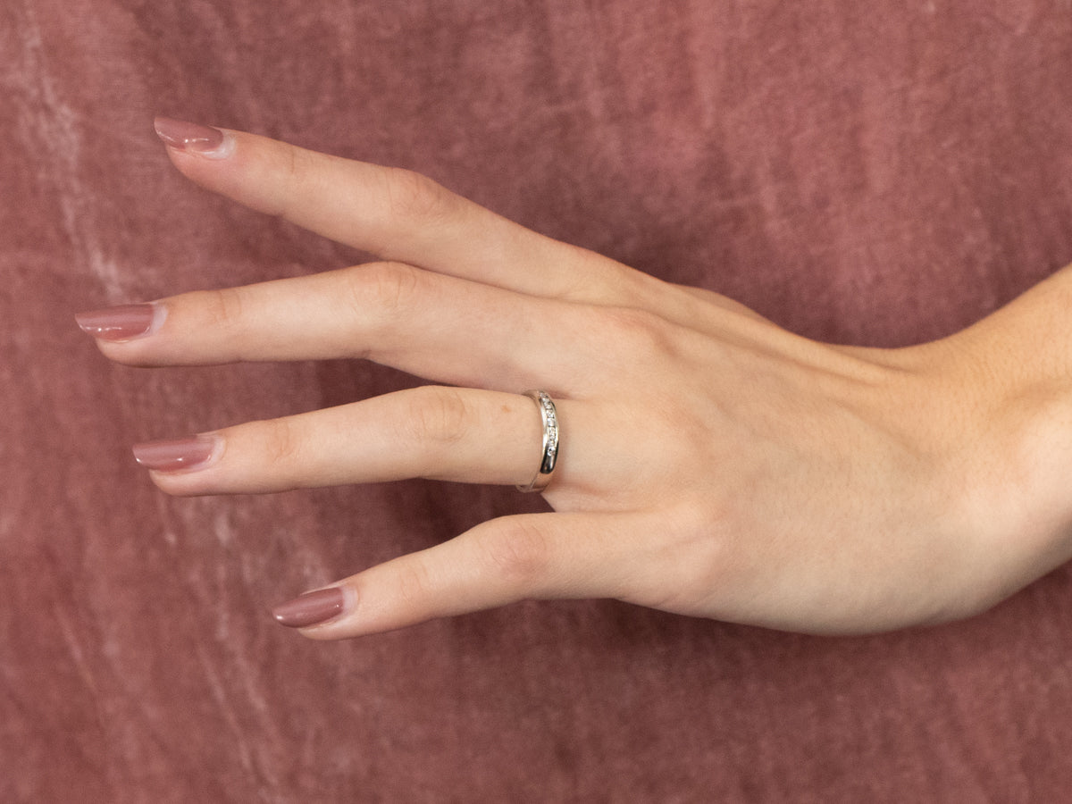 Channel Set Diamond White Gold Wedding Band