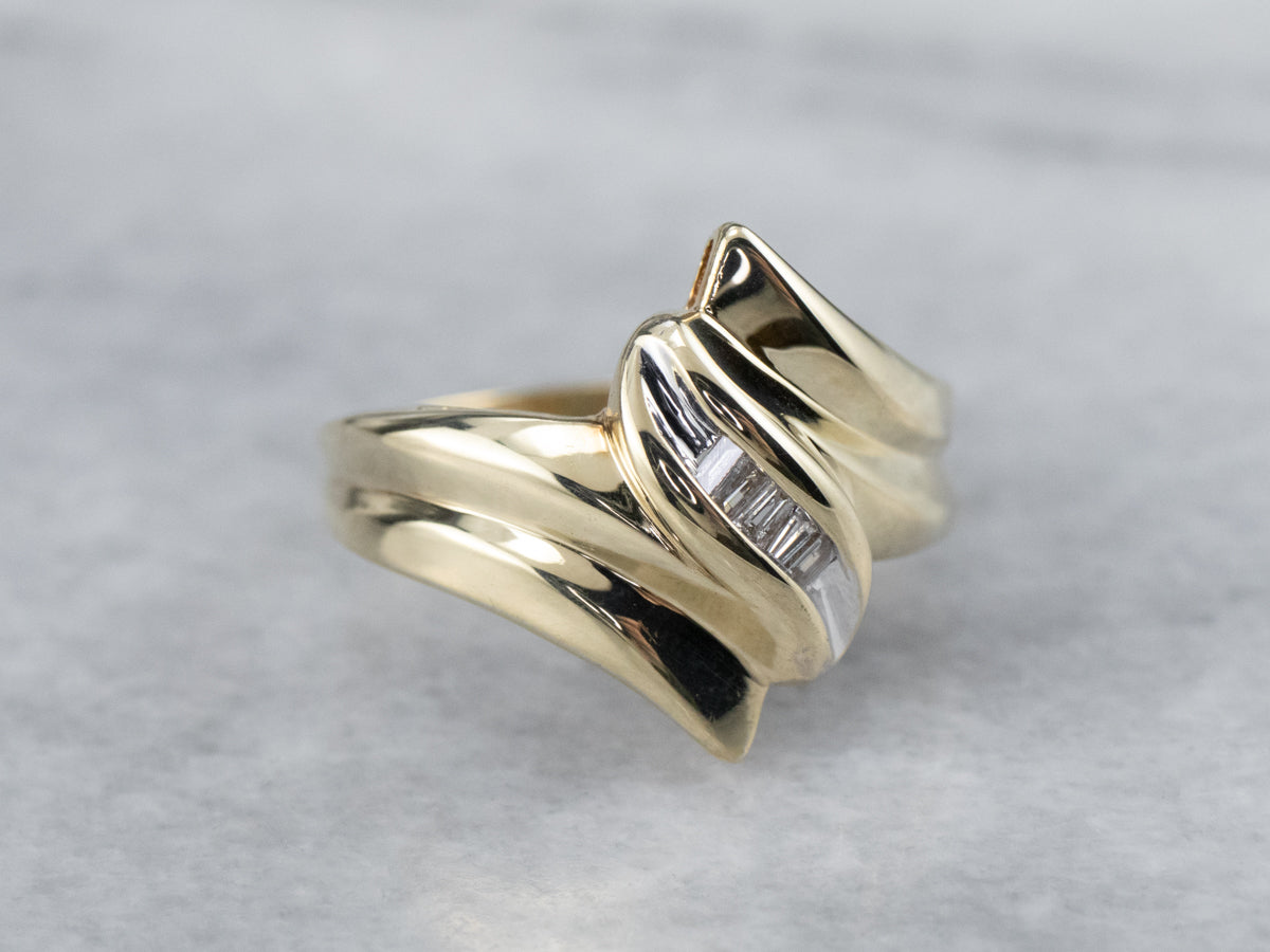 Diamond Two Tone Gold Bypass Ring
