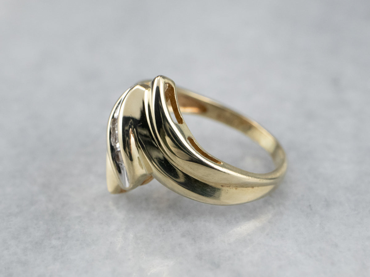 Diamond Two Tone Gold Bypass Ring