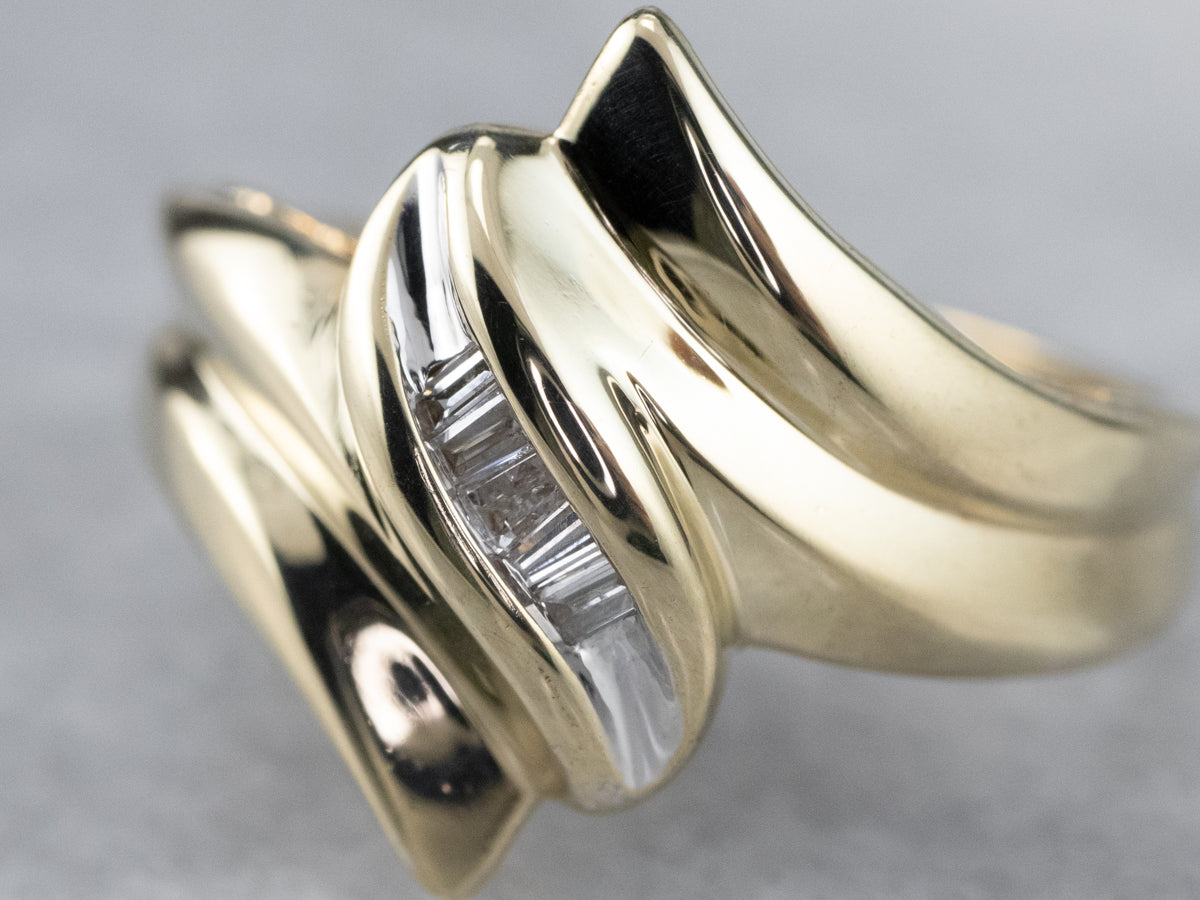 Diamond Two Tone Gold Bypass Ring