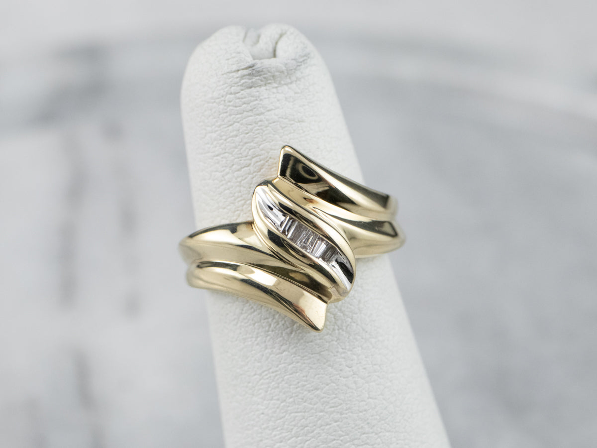 Diamond Two Tone Gold Bypass Ring