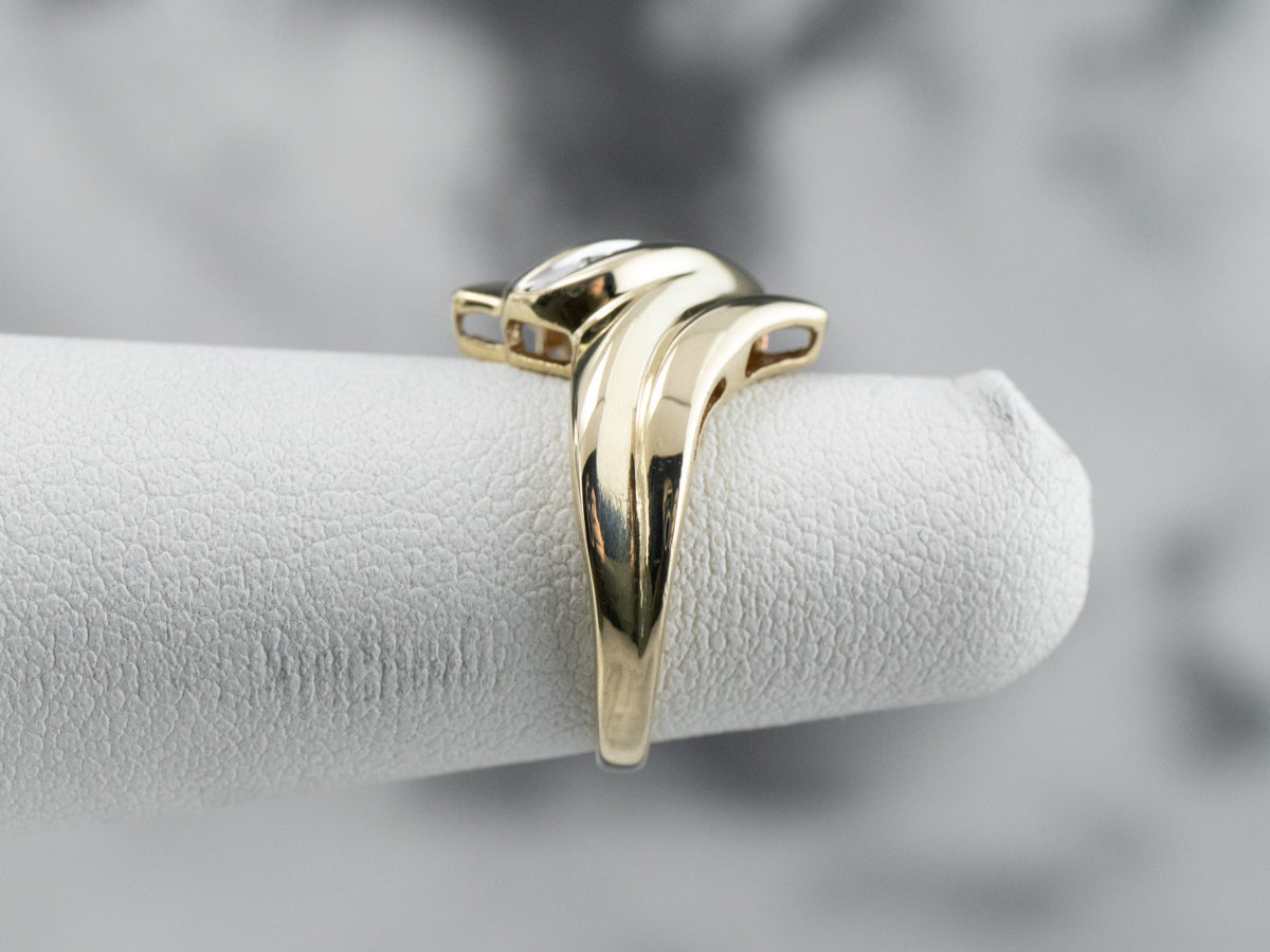 Diamond Two Tone Gold Bypass Ring