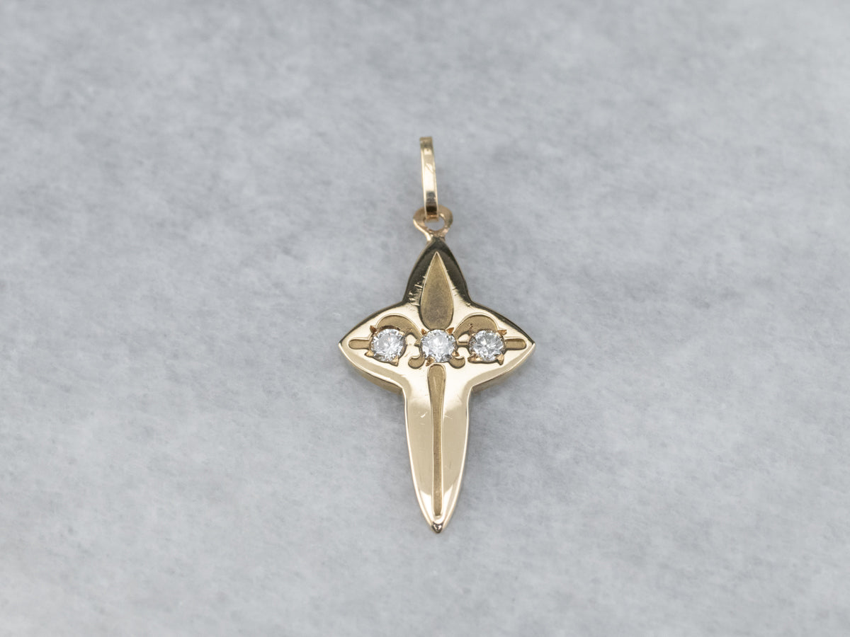 Three Stone Diamond Cross