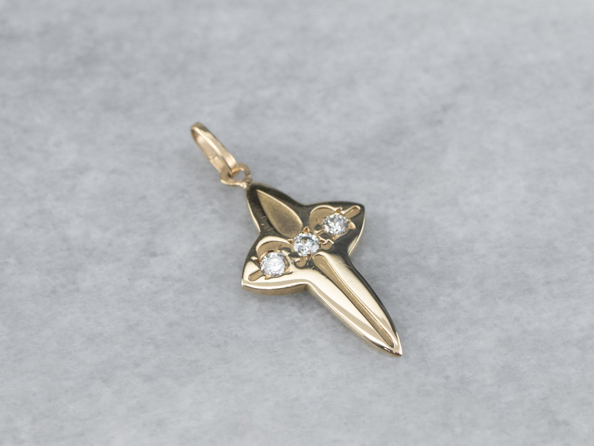 Three Stone Diamond Cross