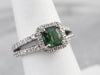 Green Tourmaline Diamond Halo Ring