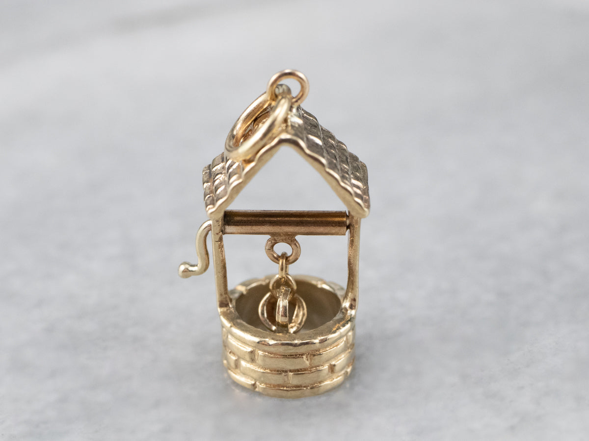 Moving Wishing Well Gold Charm