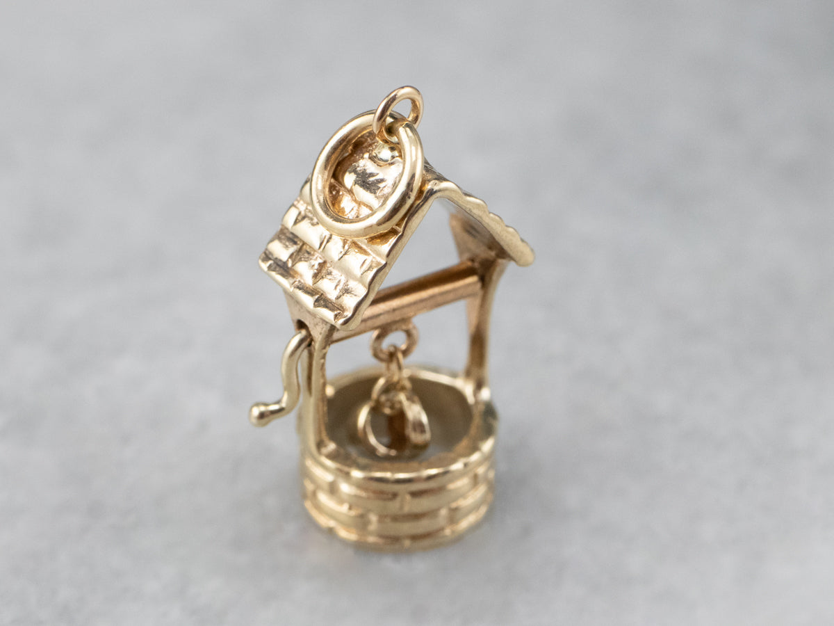 Moving Wishing Well Gold Charm