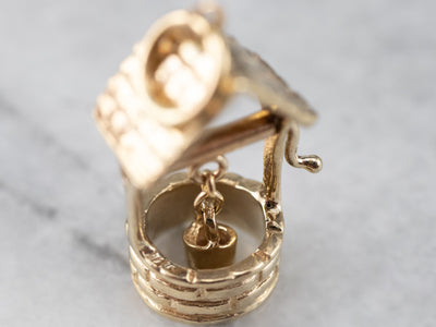 Moving Wishing Well Gold Charm