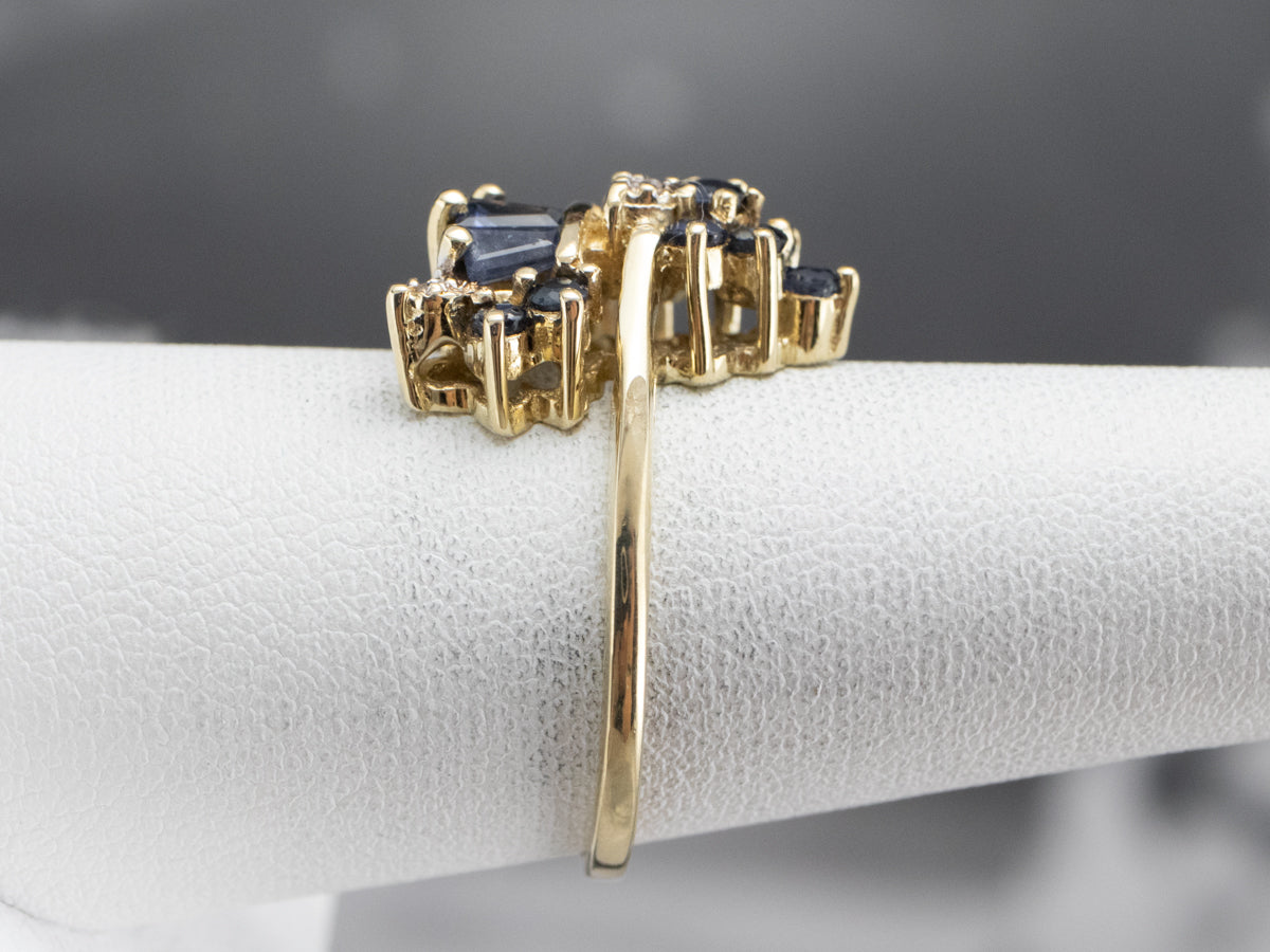Vintage Sapphire and Diamond Cluster Ring