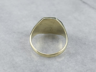 Green Gold Vintage Octagon Signet Ring