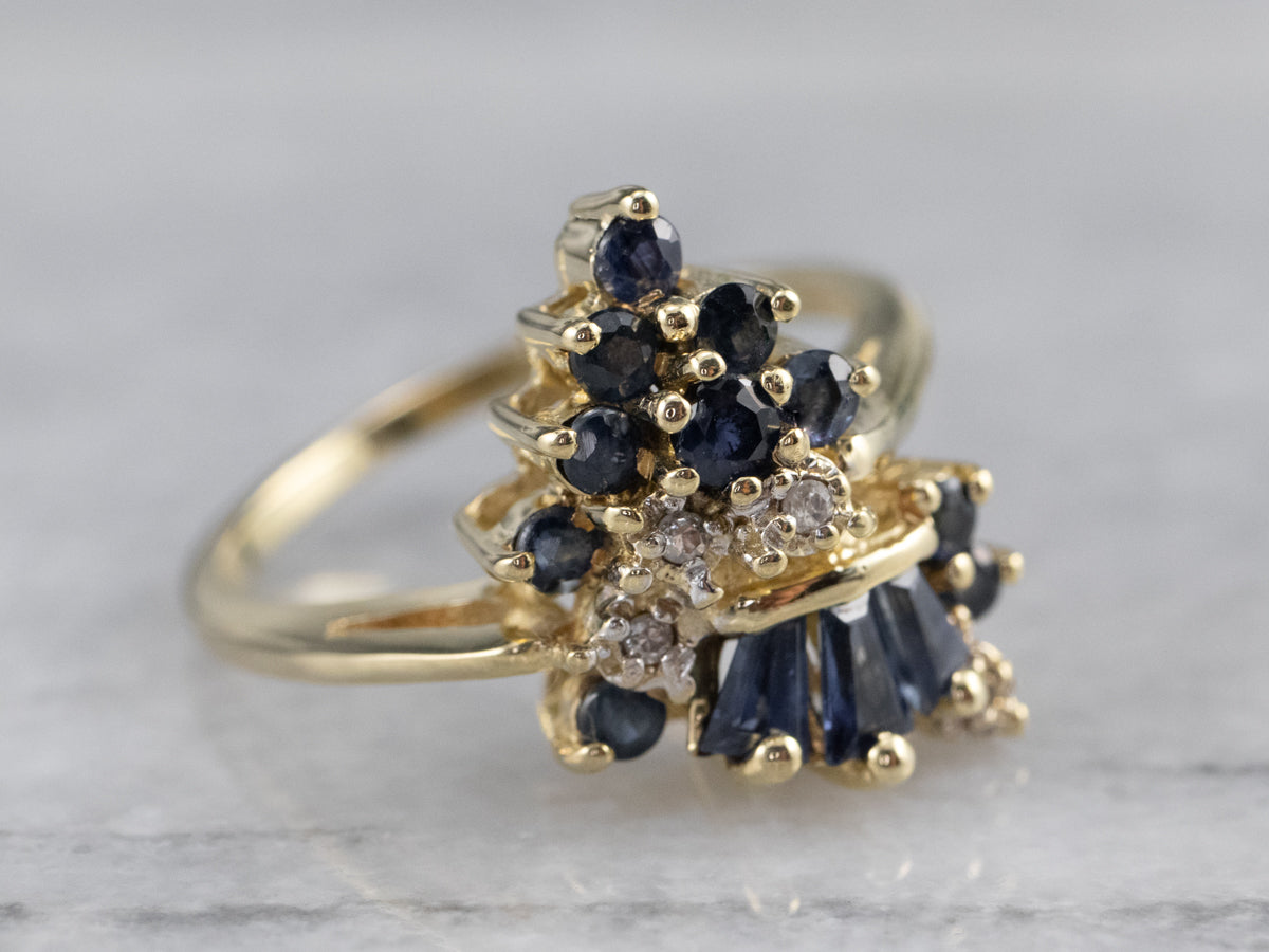 Vintage Sapphire and Diamond Cluster Ring