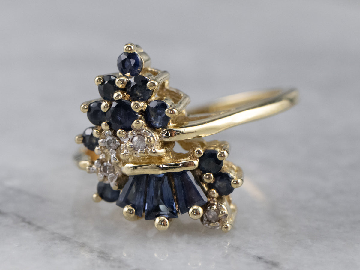 Vintage Sapphire and Diamond Cluster Ring