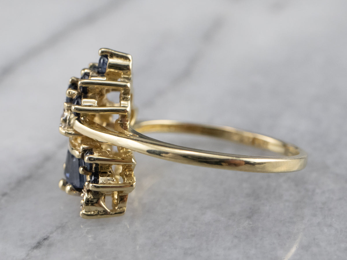 Vintage Sapphire and Diamond Cluster Ring