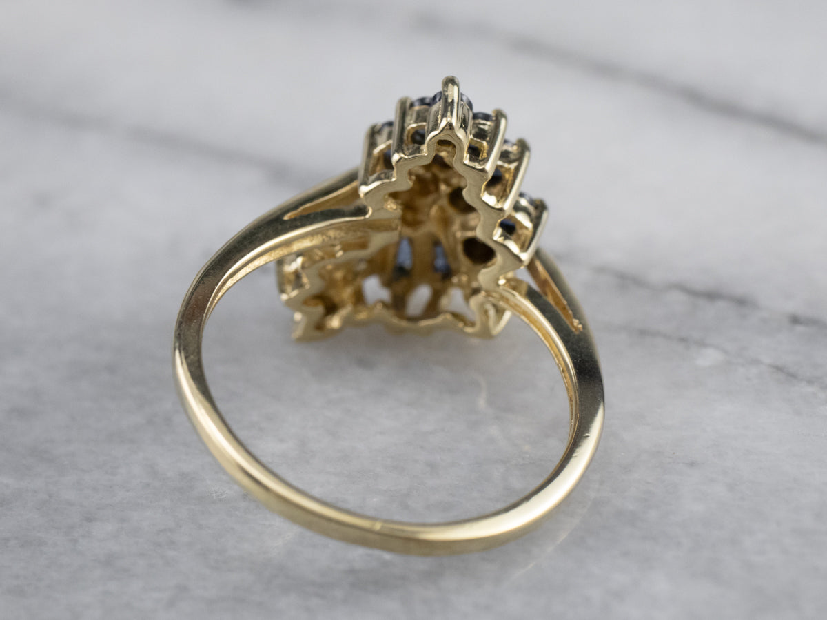 Vintage Sapphire and Diamond Cluster Ring