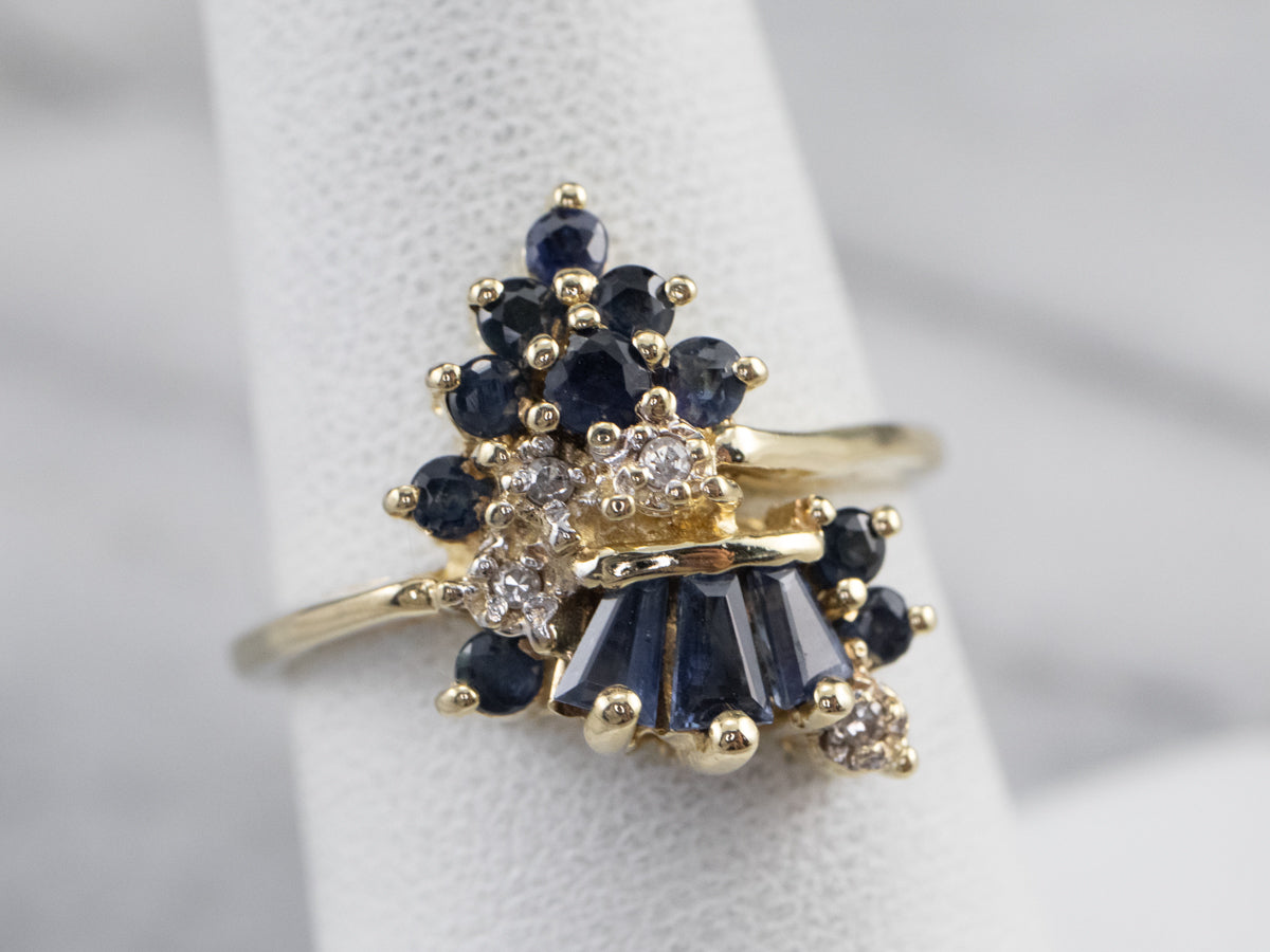 Vintage Sapphire and Diamond Cluster Ring