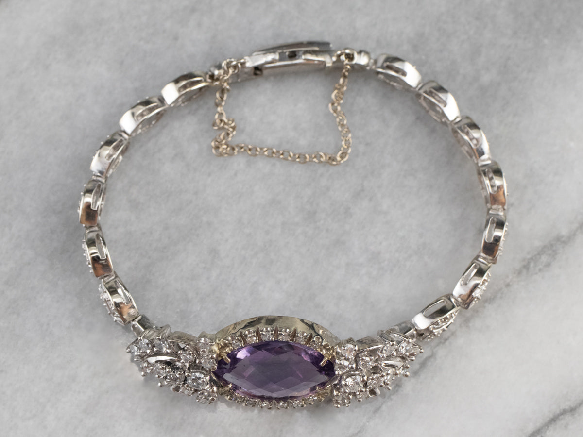 Pulsera Era Retro de Amatista y Diamantes