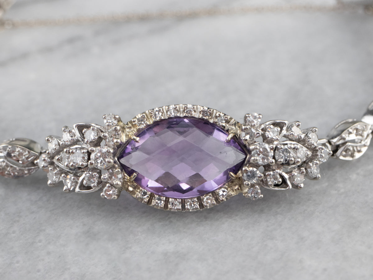 Pulsera Era Retro de Amatista y Diamantes