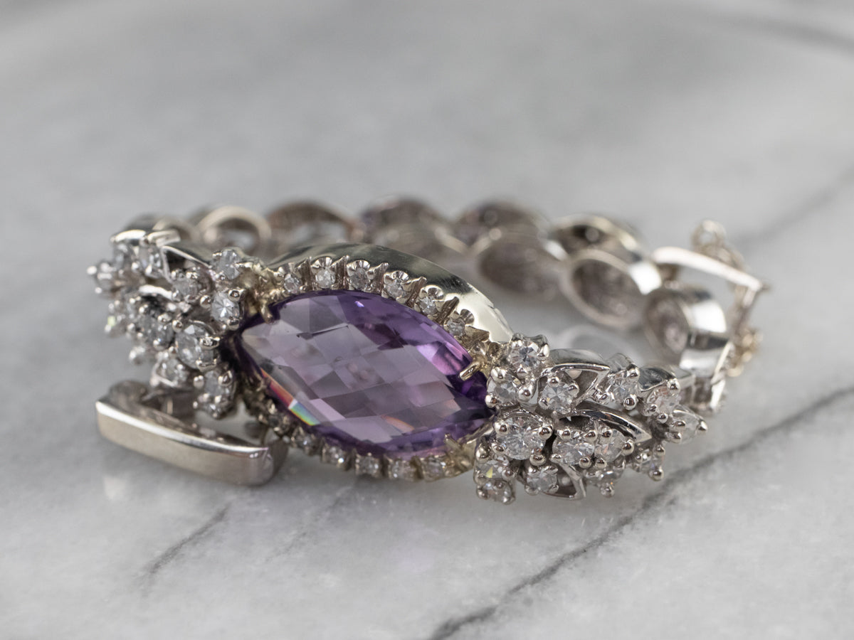 Pulsera Era Retro de Amatista y Diamantes