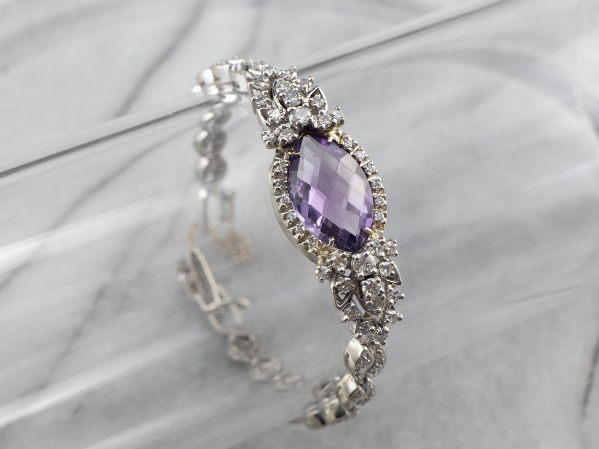Pulsera Era Retro de Amatista y Diamantes