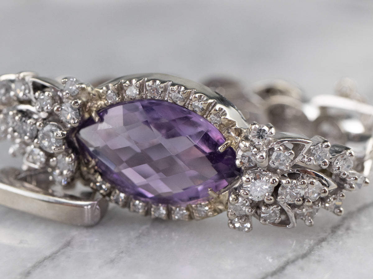 Pulsera Era Retro de Amatista y Diamantes