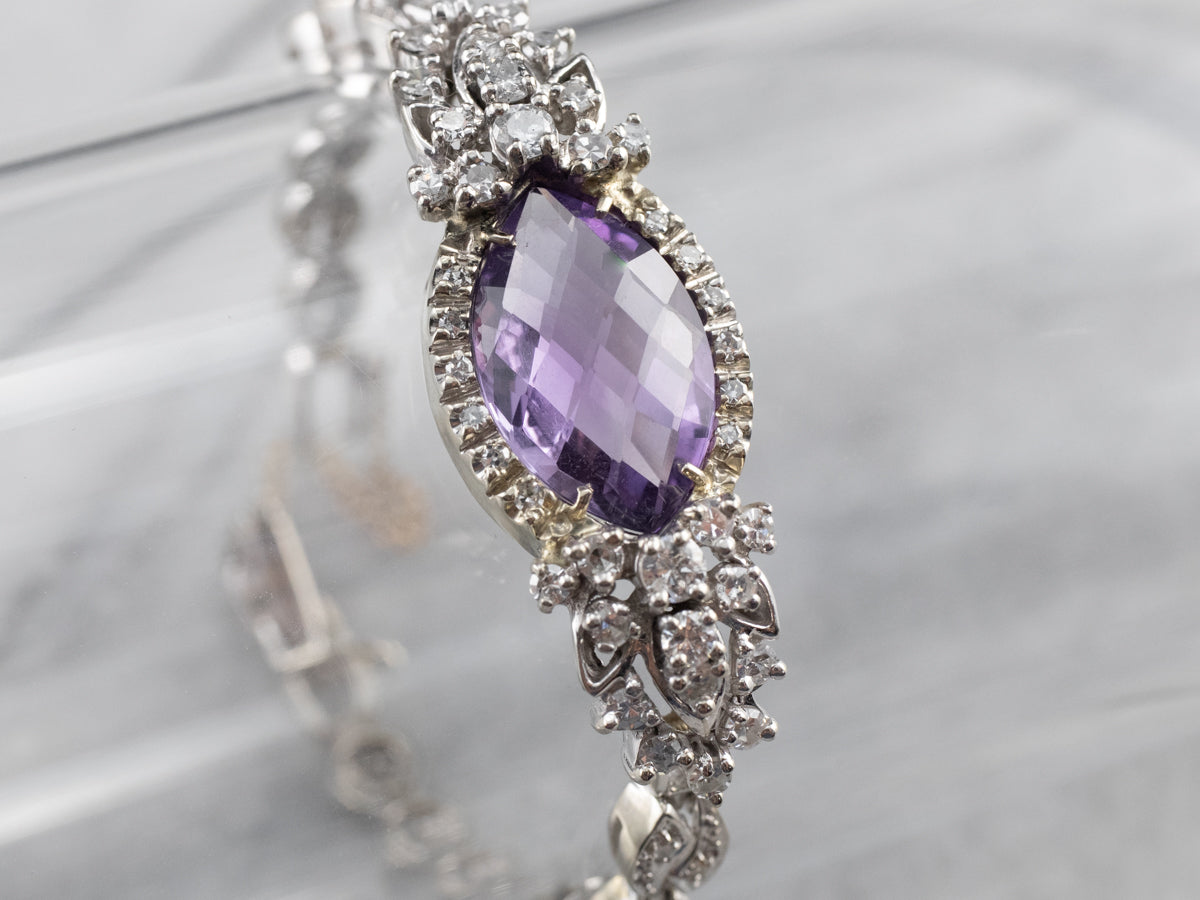 Pulsera Era Retro de Amatista y Diamantes