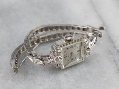 Ladies Longines White Gold and Diamond Wrist Watch
