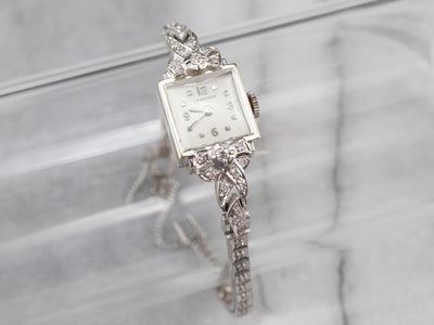 Ladies Longines White Gold and Diamond Wrist Watch