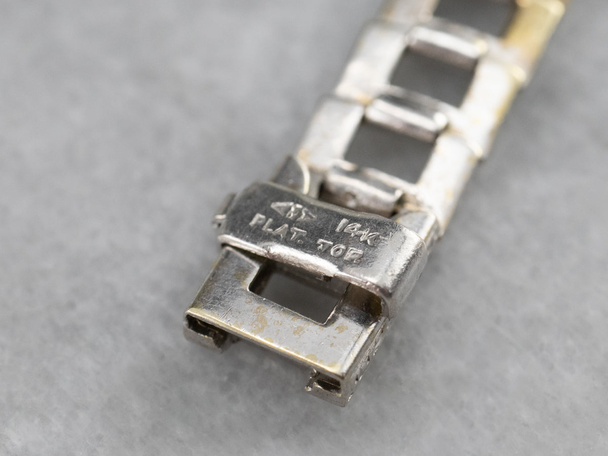 Art Deco Synthetic Sapphire and Diamond Link Bracelet