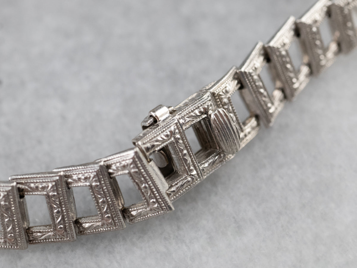 Art Deco Synthetic Sapphire and Diamond Link Bracelet
