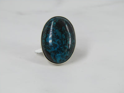 Silver Ring With Oval Chrysocolla