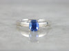 Contemporary Sapphire and White Gold Engagement Ring