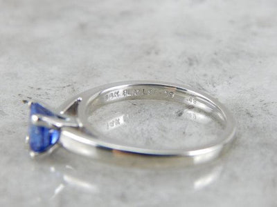 Contemporary Sapphire and White Gold Engagement Ring