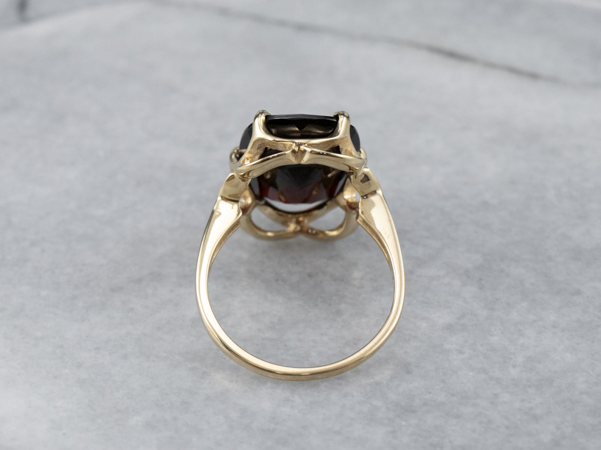Scalloped Gold Garnet Statement Ring