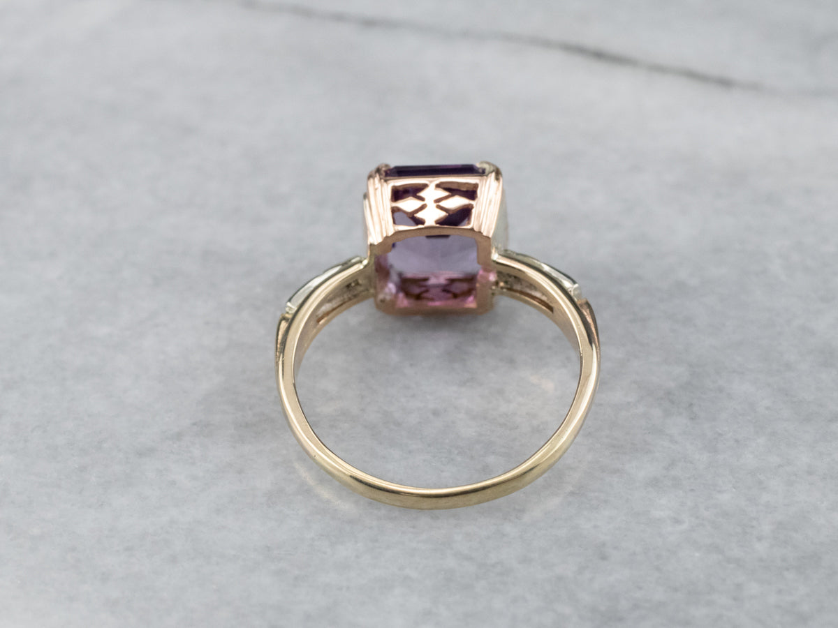 Two Tone Amethyst and Diamond Ring